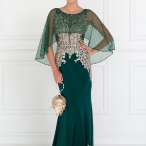 Long Formal Dress Evening Gown Cape Sleeves