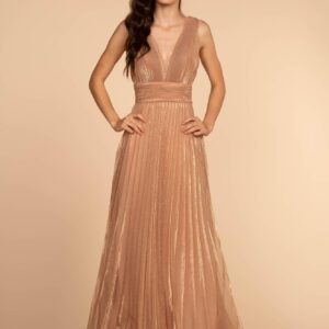 Long Formal Pleaded Empire Waist Prom Dress