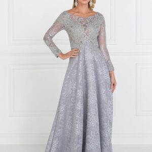 Long Sleeve Formal Fully Lace Dress