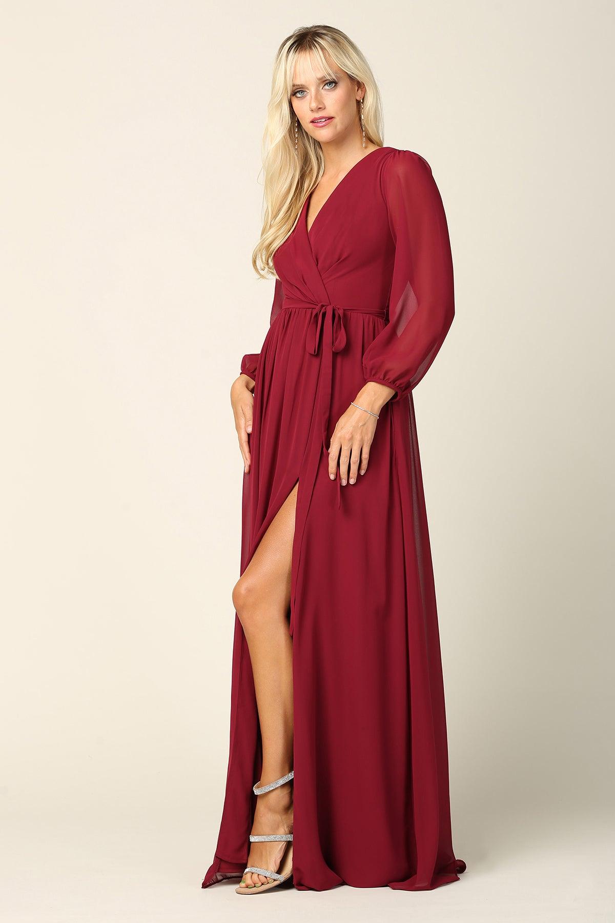 Long Sleeve Formal A Line Dress by Eva Fashion 3410 - Image 4