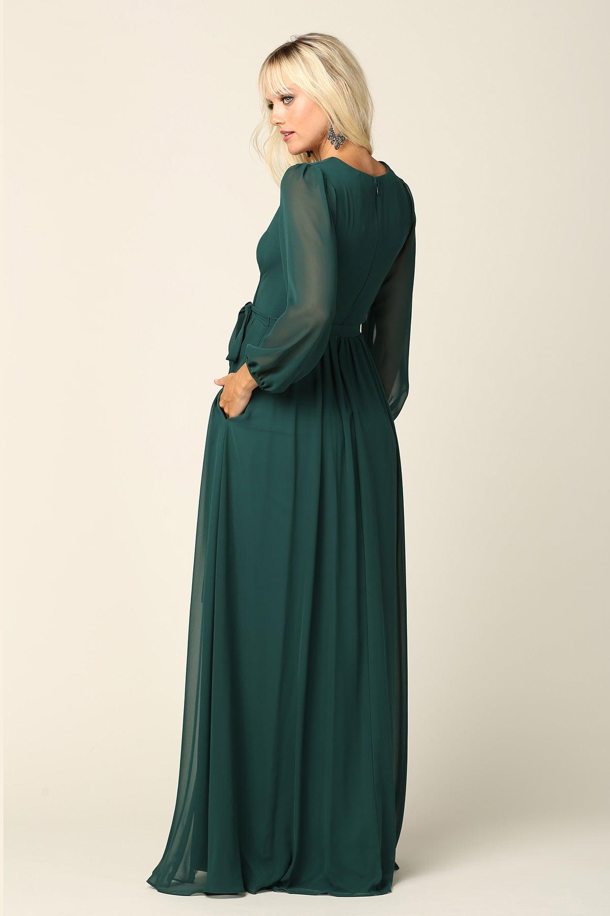 Long Sleeve Formal A Line Dress by Eva Fashion 3410 - Image 6
