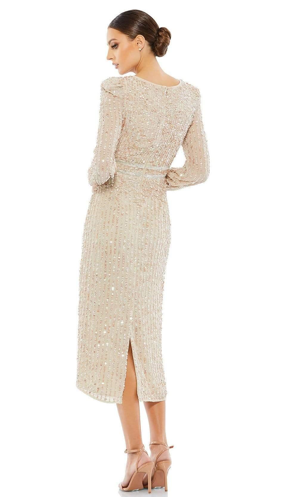 Long Sleeve Fitted Tea Length Dress Long Sleeves Mac Duggal 93593 - Image 2
