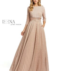 Mac Duggal 55682 Long Sleeves Pleated Formal Dress