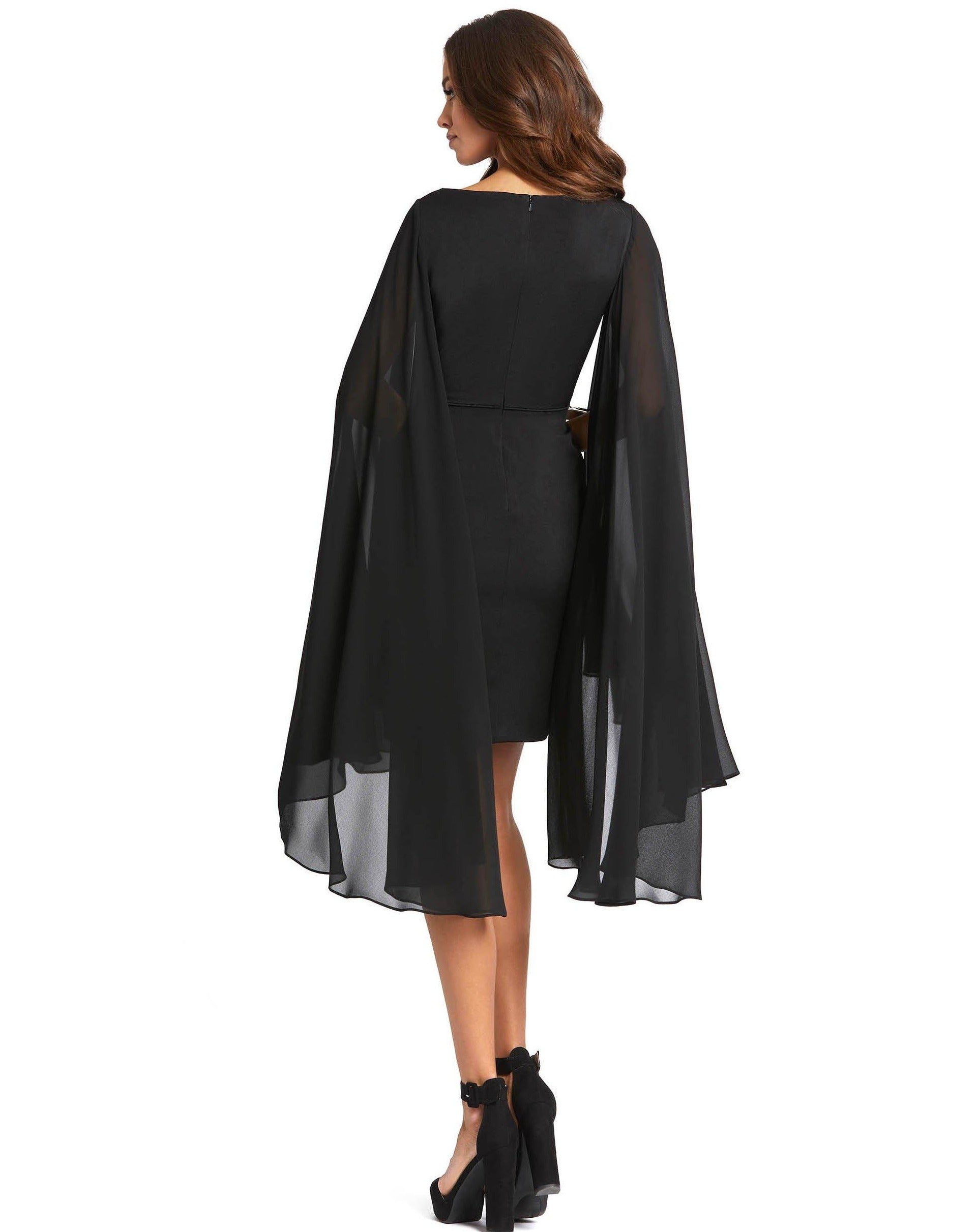 Mac Duggal 55358 Short Cocktail Cape Sleeve Dress Sale - Image 2