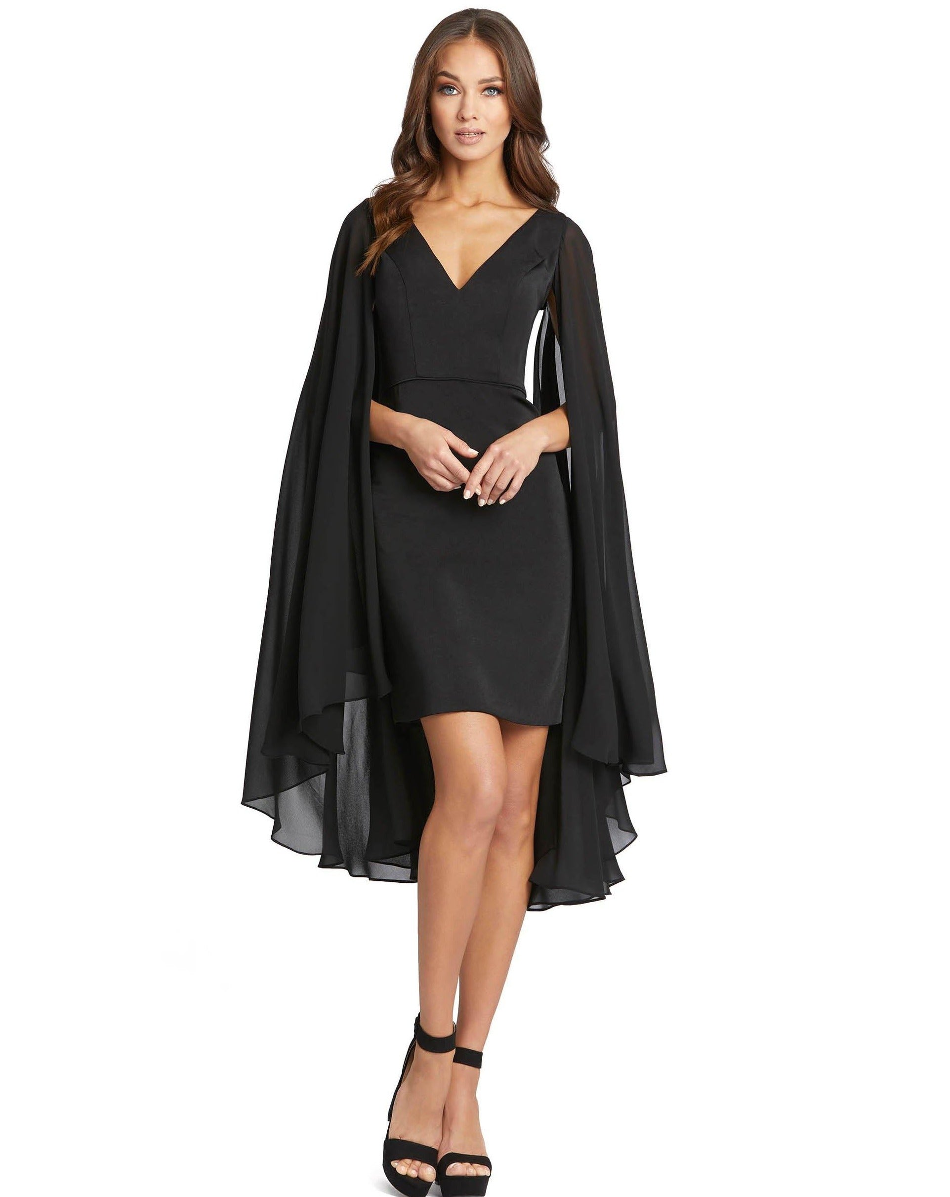 Mac Duggal 55358 Short Cocktail Cape Sleeve Dress Sale - Image 3