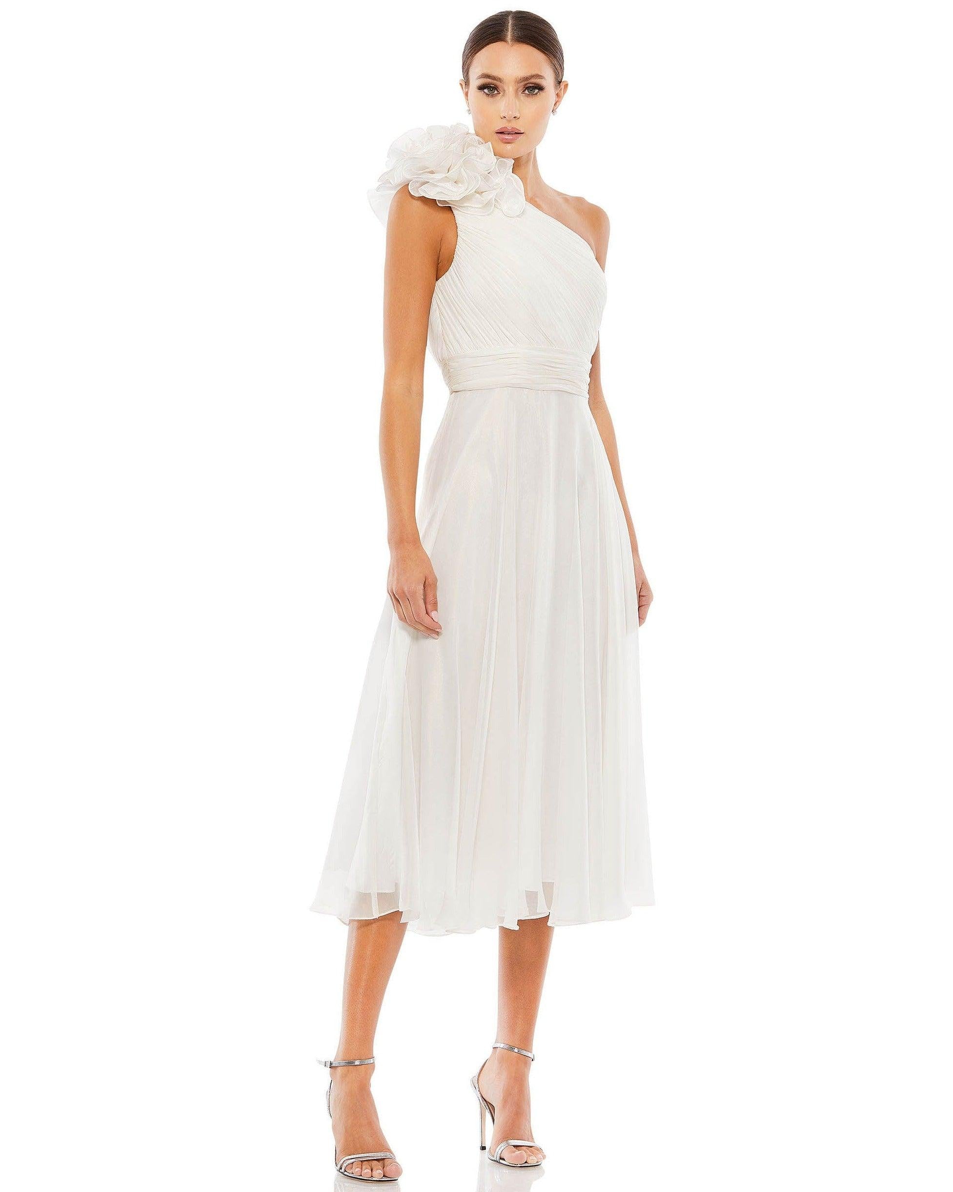 Short One Shoulder Chiffon Dress One Shoulder Detail Mac Duggal 49491