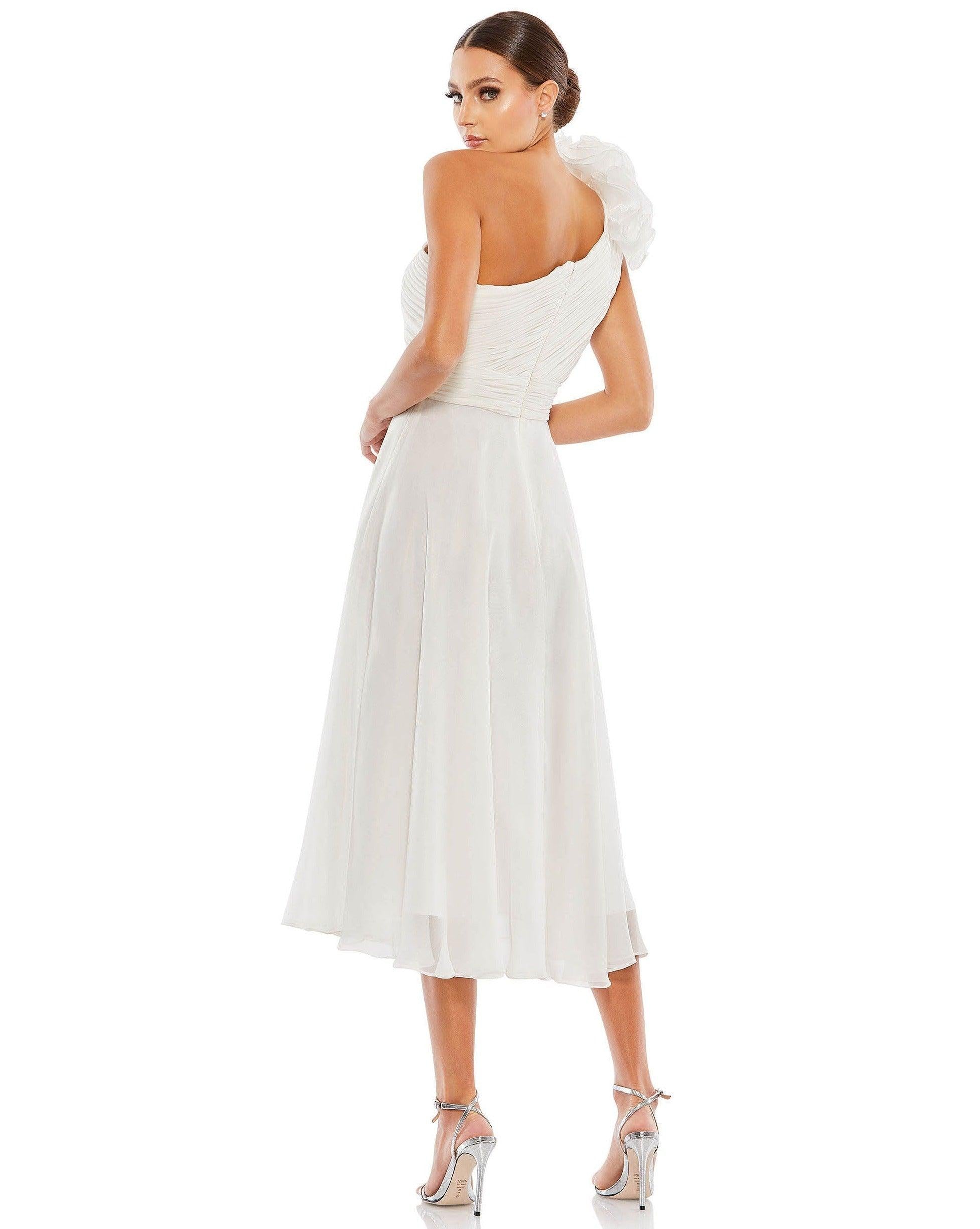 Short One Shoulder Chiffon Dress One Shoulder Detail Mac Duggal 49491 - Image 2
