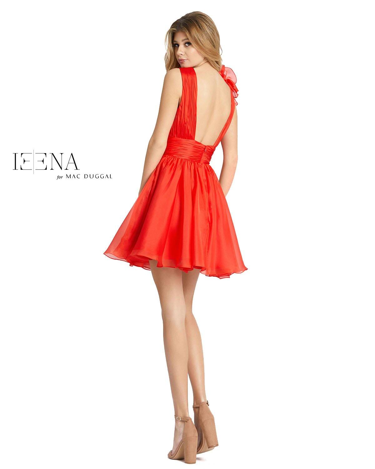 Short Ruffle V Neck A Line Cocktail Dress Ruffle Detail Mac Duggal - Image 5