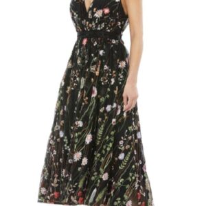 Sleeveless Floral Midi Dress Floral Detail Mac Duggal 26557