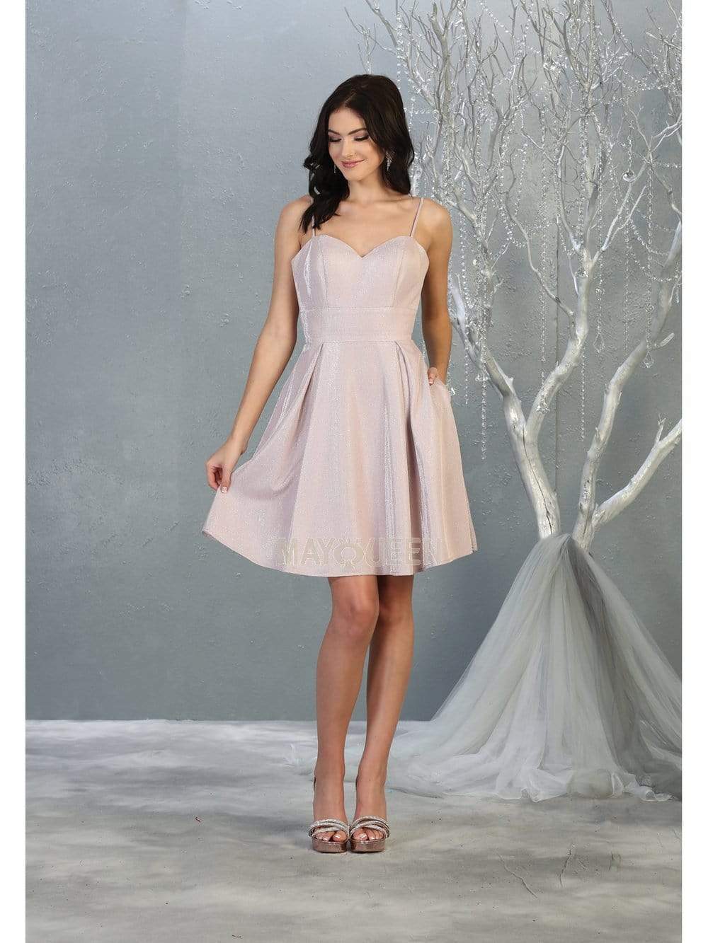 Sweetheart Short Metallic Homecoming Dress Corset May Queen MQ1791 - Image 7