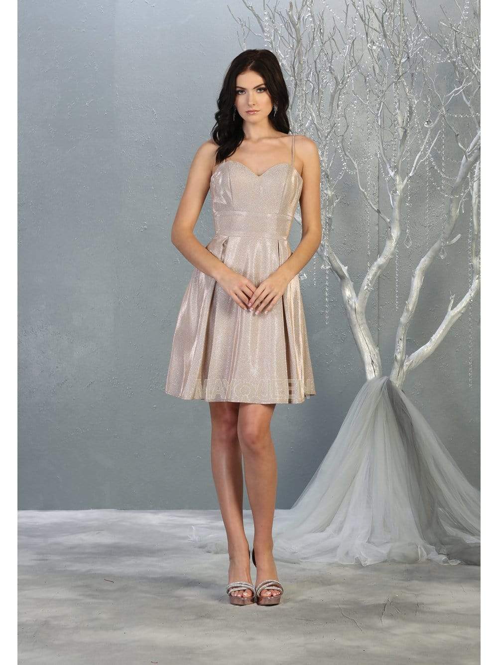 Sweetheart Short Metallic Homecoming Dress Corset May Queen MQ1791 - Image 9