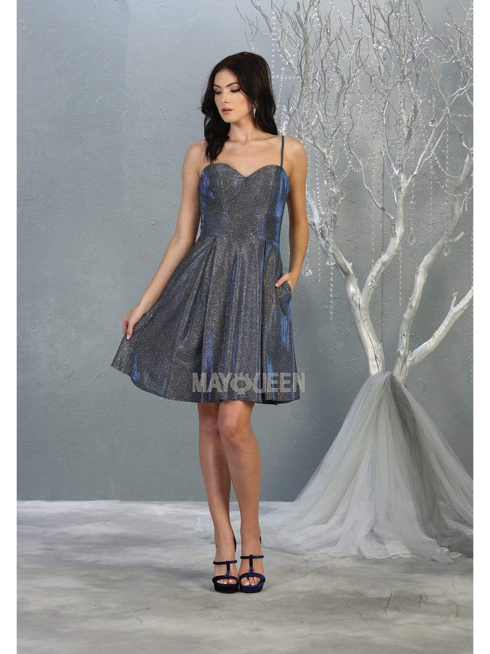 Sweetheart Short Metallic Homecoming Dress Corset May Queen MQ1791 - Image 10