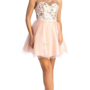 Jewel Short Tulle Homecoming Cocktail Dress Embroidery May Queen MQ1803