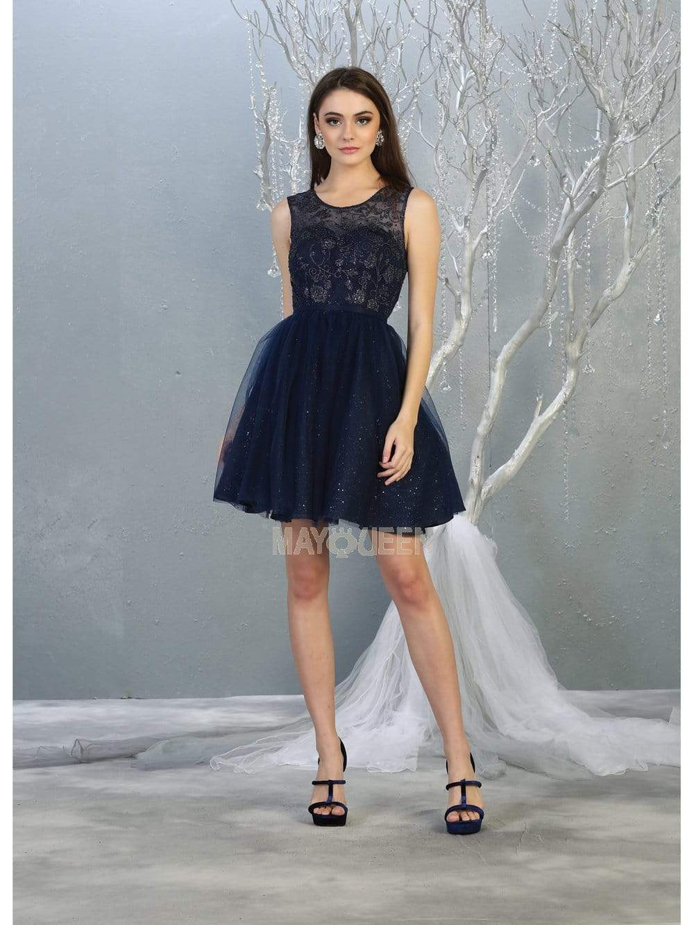 Jewel Short Tulle Homecoming Cocktail Dress Embroidery May Queen MQ1803 - Image 7