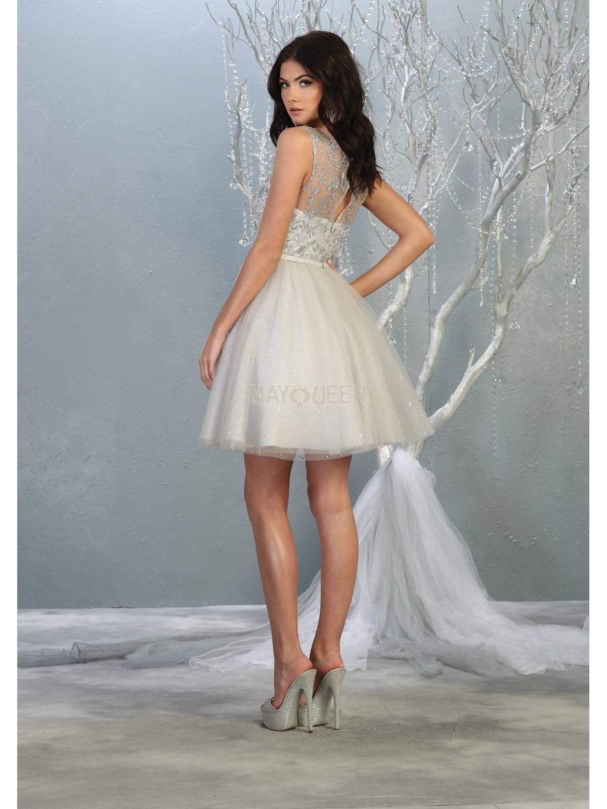 Jewel Short Tulle Homecoming Cocktail Dress Embroidery May Queen MQ1803 - Image 10