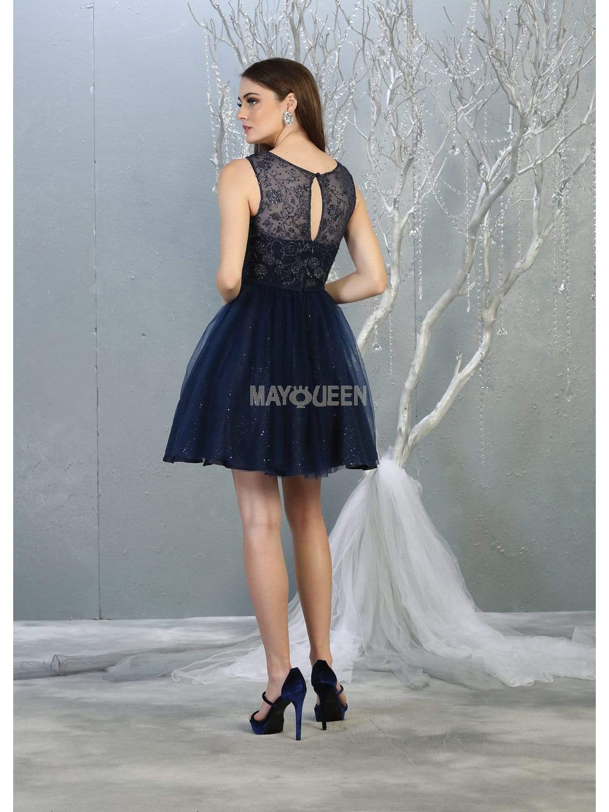 Jewel Short Tulle Homecoming Cocktail Dress Embroidery May Queen MQ1803 - Image 8