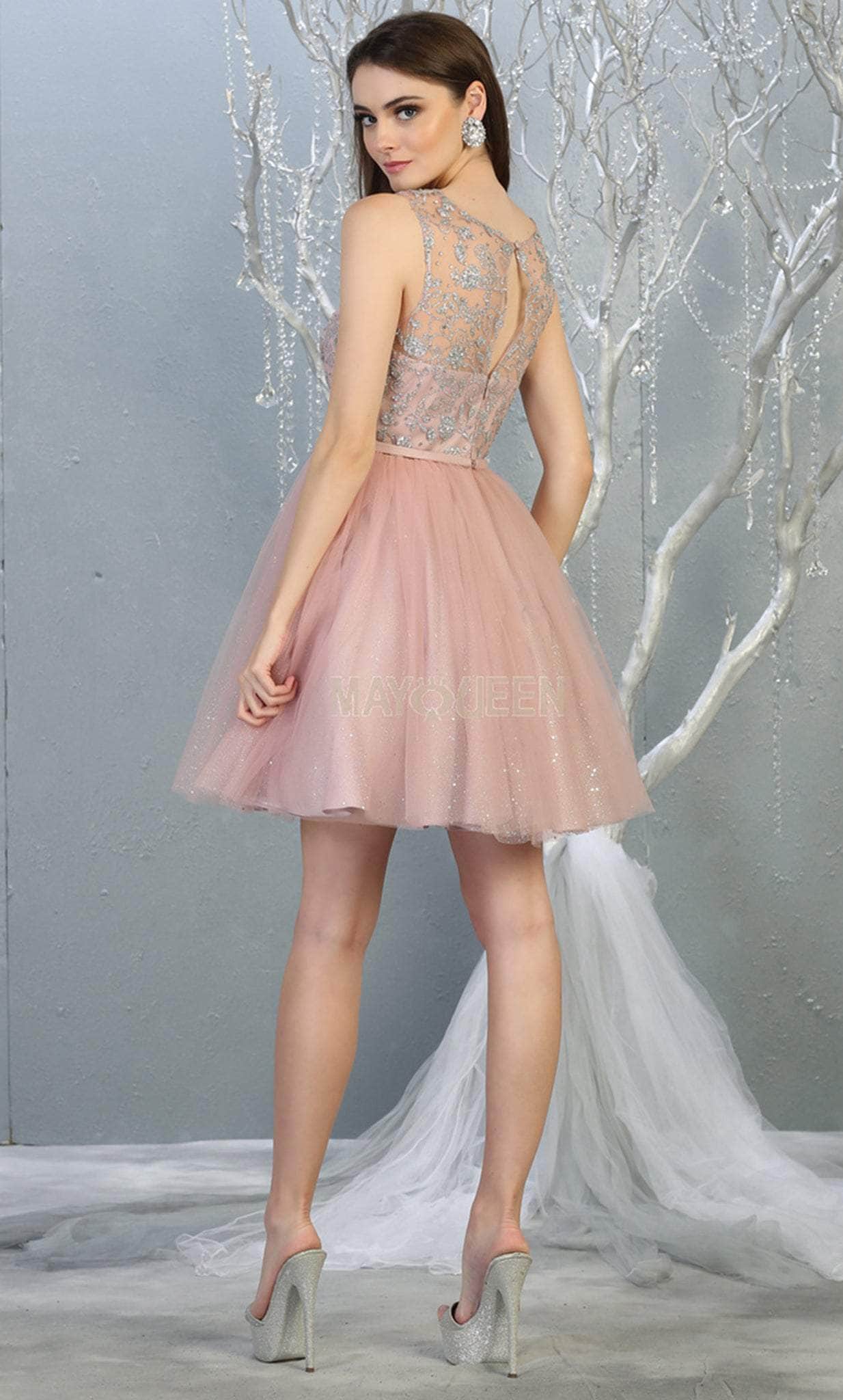 Jewel Short Tulle Homecoming Cocktail Dress Embroidery May Queen MQ1803 - Image 6