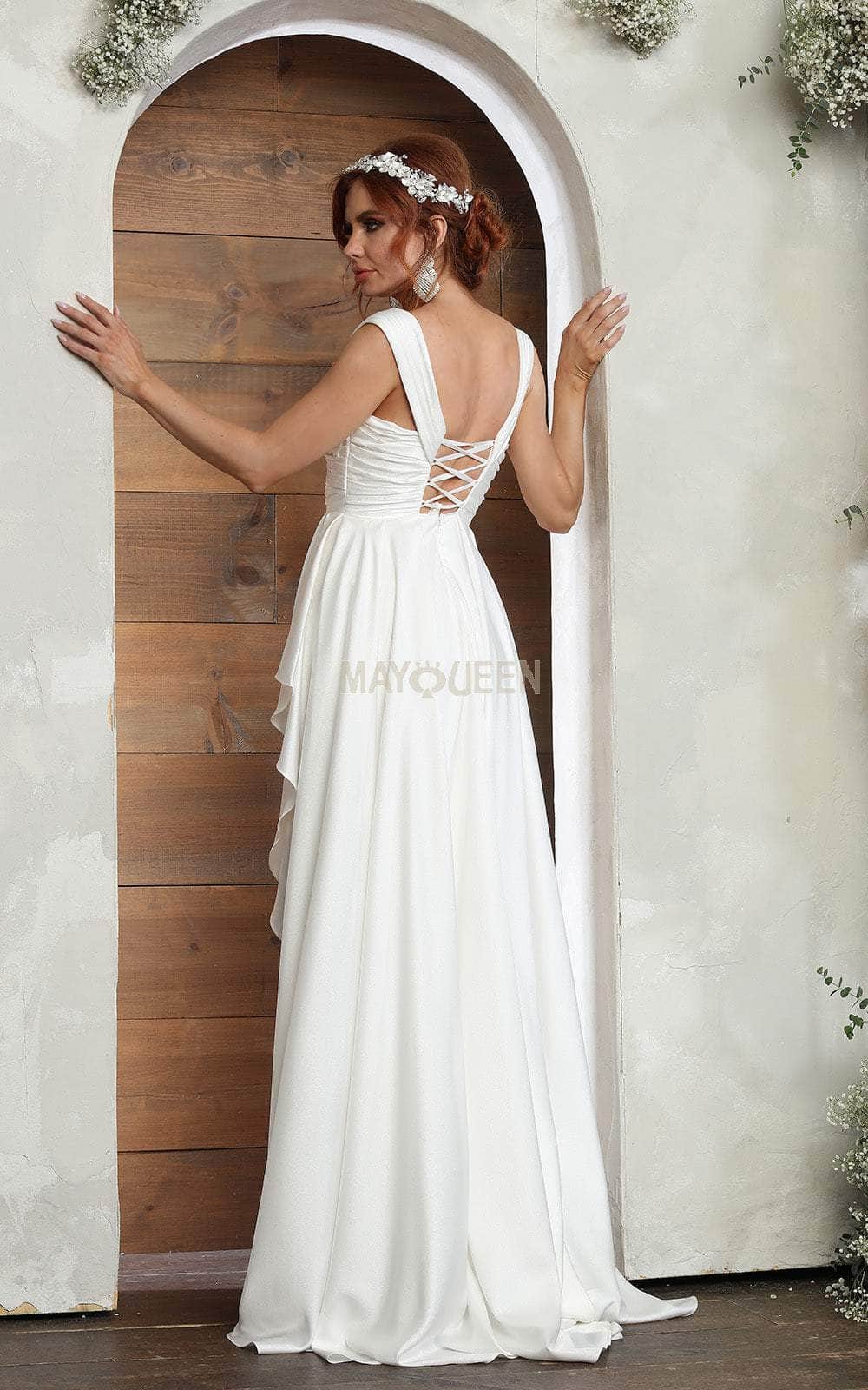 Sweetheart Floor-Length Satin Bridal Gown High Slit May Queen MQ2056 - Image 2