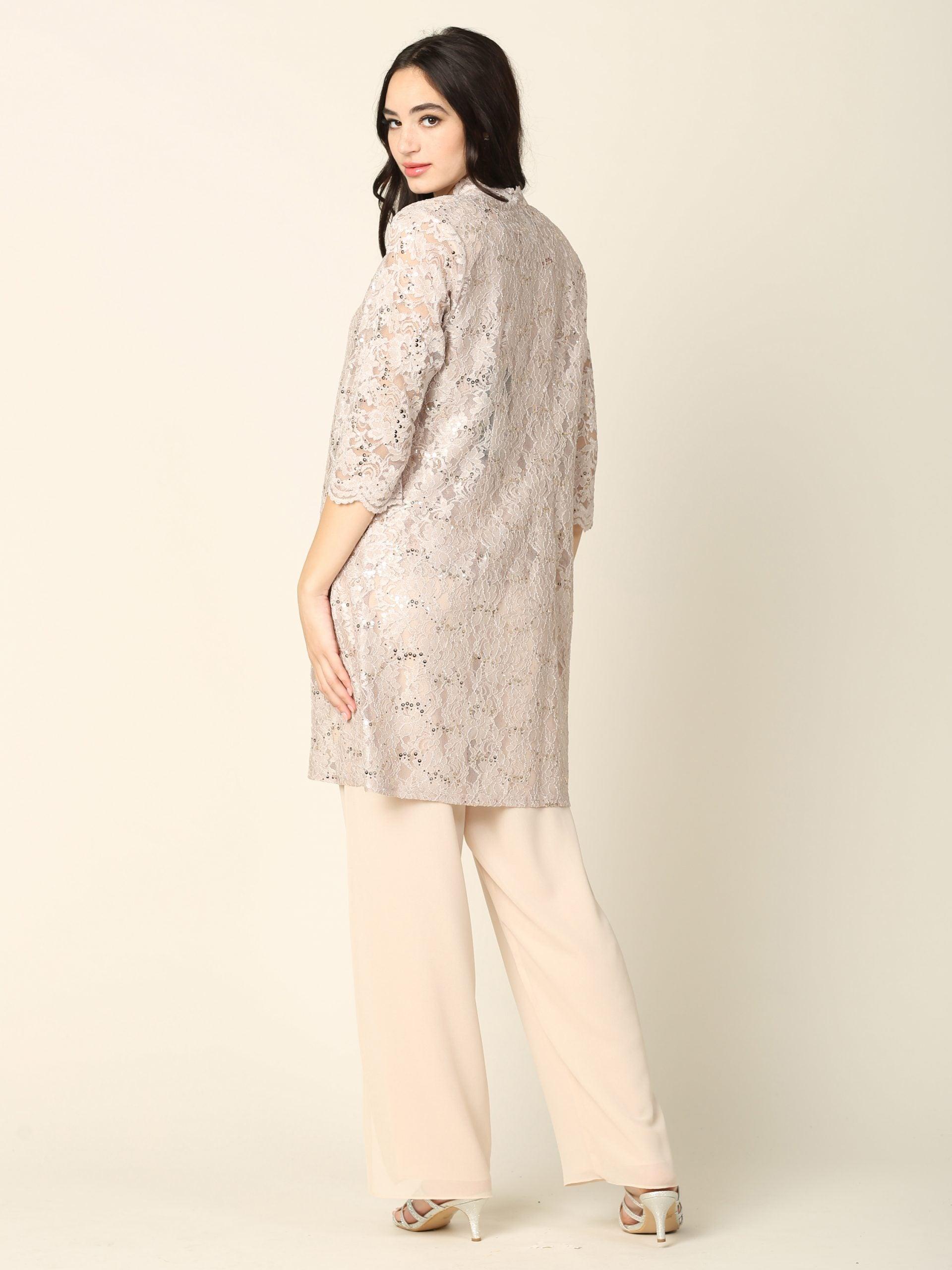 Mother of the Bride Long Jacket Pant Suit - Image 11