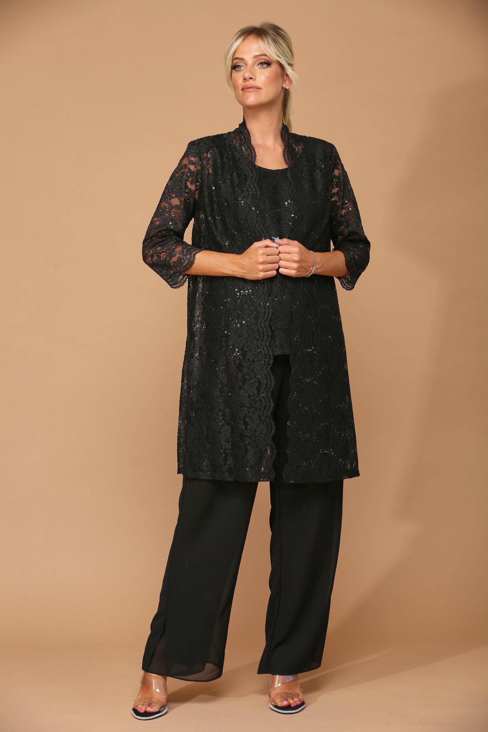 Mother of the Bride Long Jacket Pant Suit - Image 12