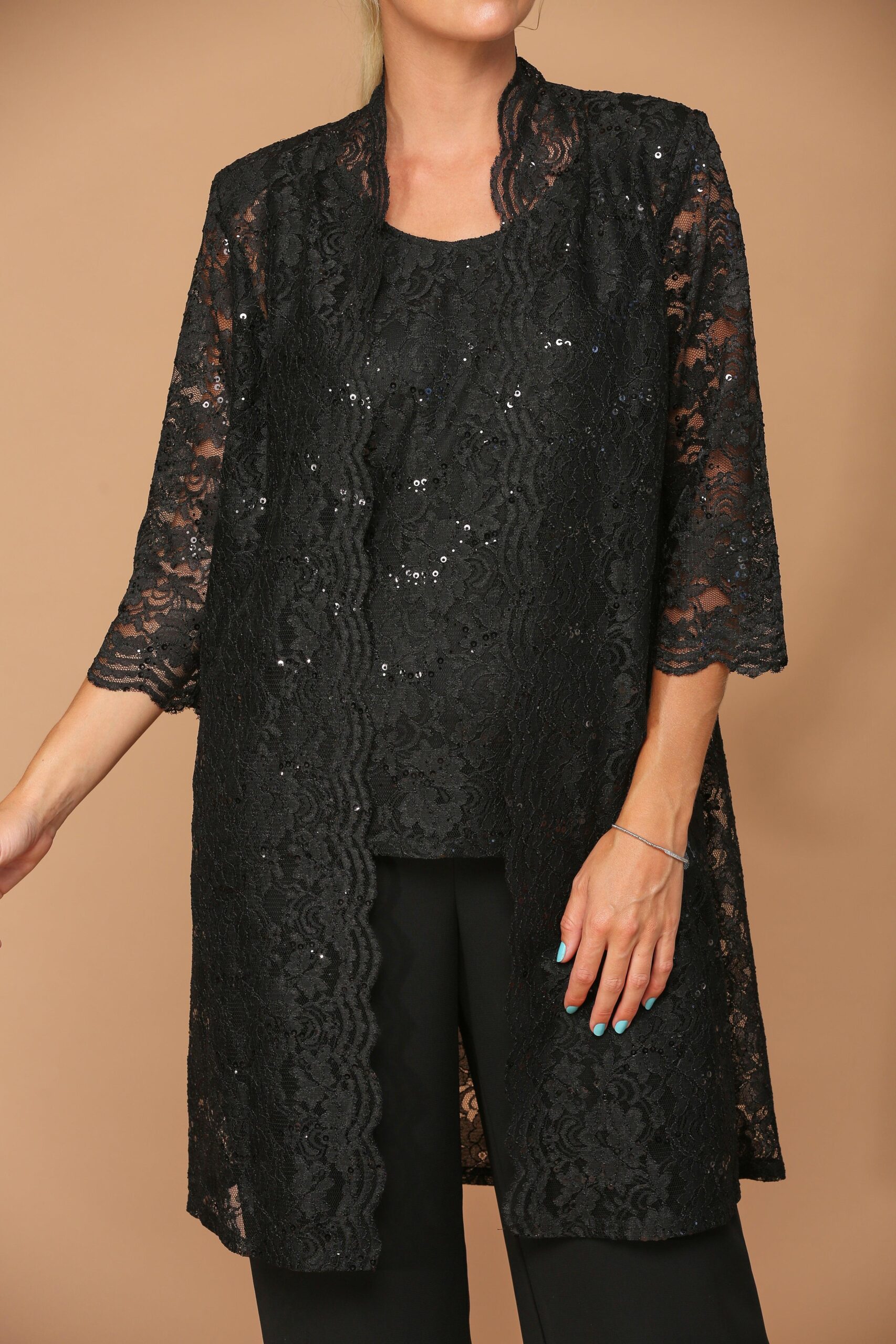 Mother of the Bride Long Jacket Pant Suit - Image 16