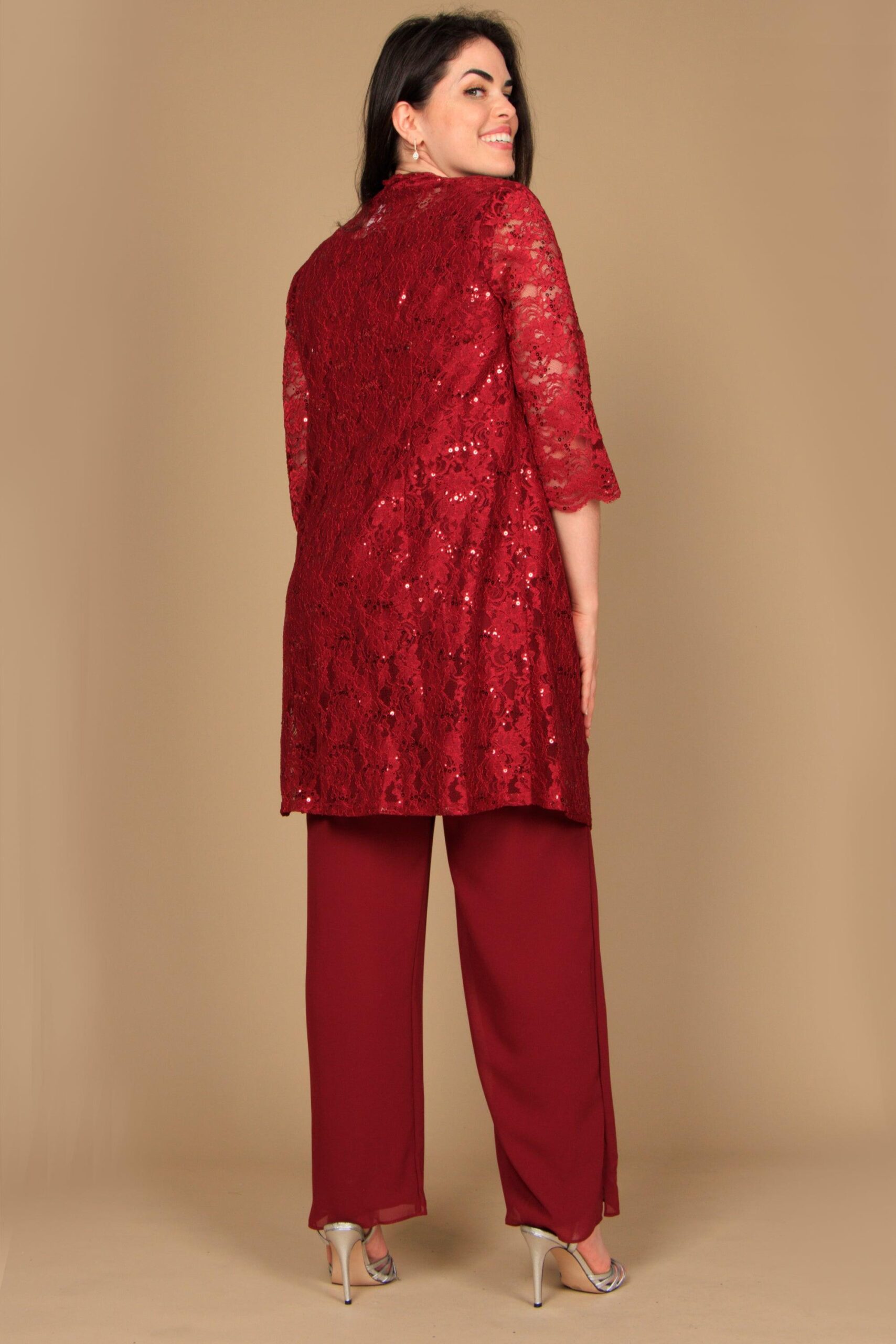 Mother of the Bride Long Jacket Pant Suit - Image 2