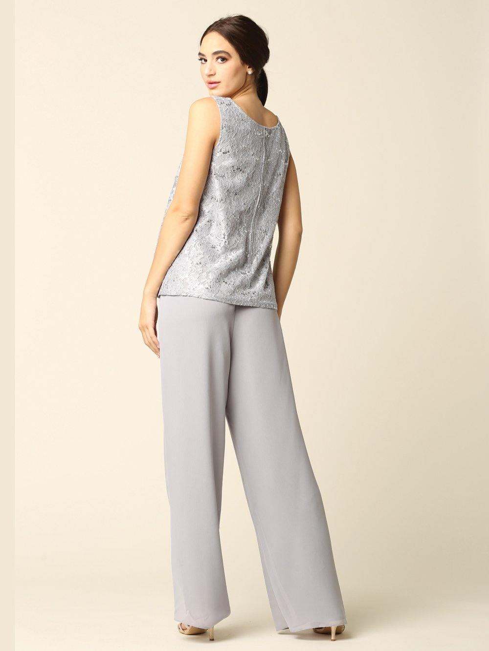 Mother of the Bride Long Jacket Pant Suit - Image 5