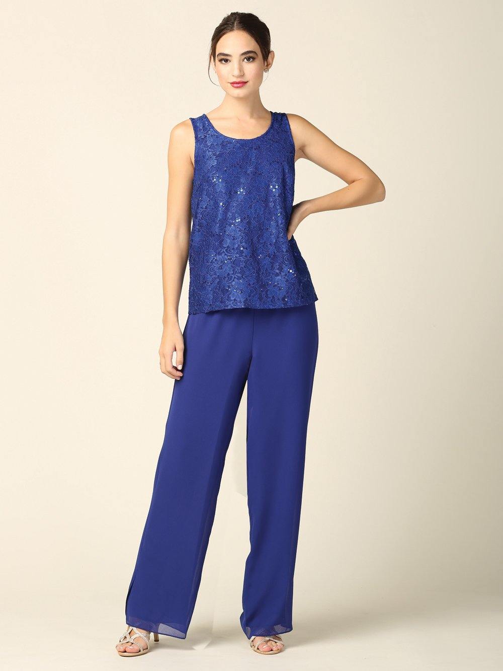 Mother of the Bride Long Jacket Pant Suit - Image 9