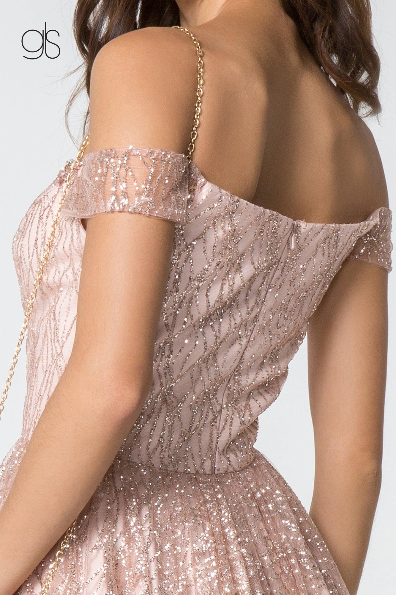 Prom Beaded Short Off Shoulder Glitter Cocktail Dress - Image 4