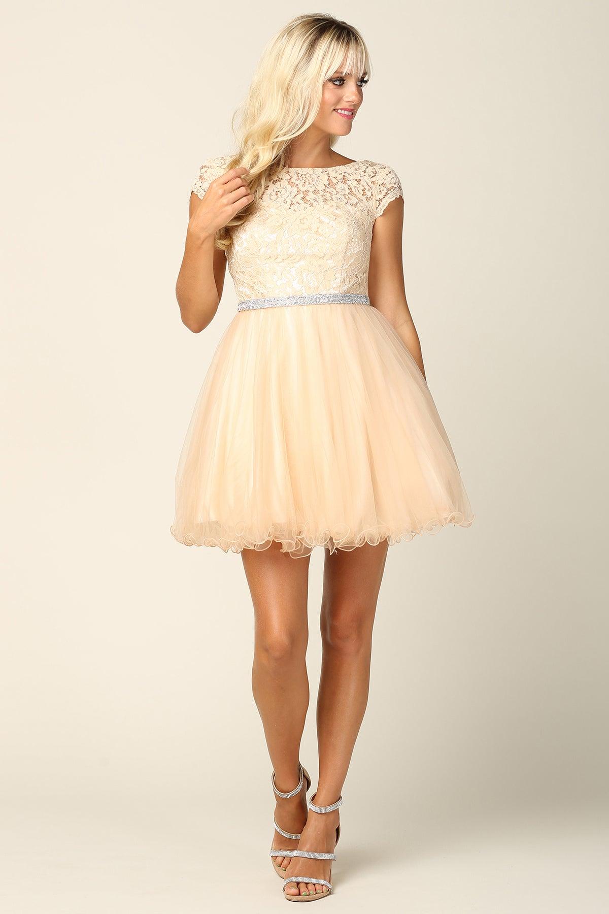 Prom Short Cap Sleeve Homecoming Cocktail Dress - Image 4