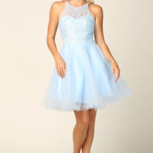 Sleeveless Short Halter Graduation Dress