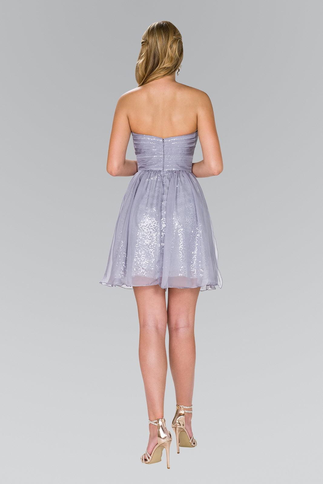 Sequined Strapless Short Cocktail Dress - Image 2