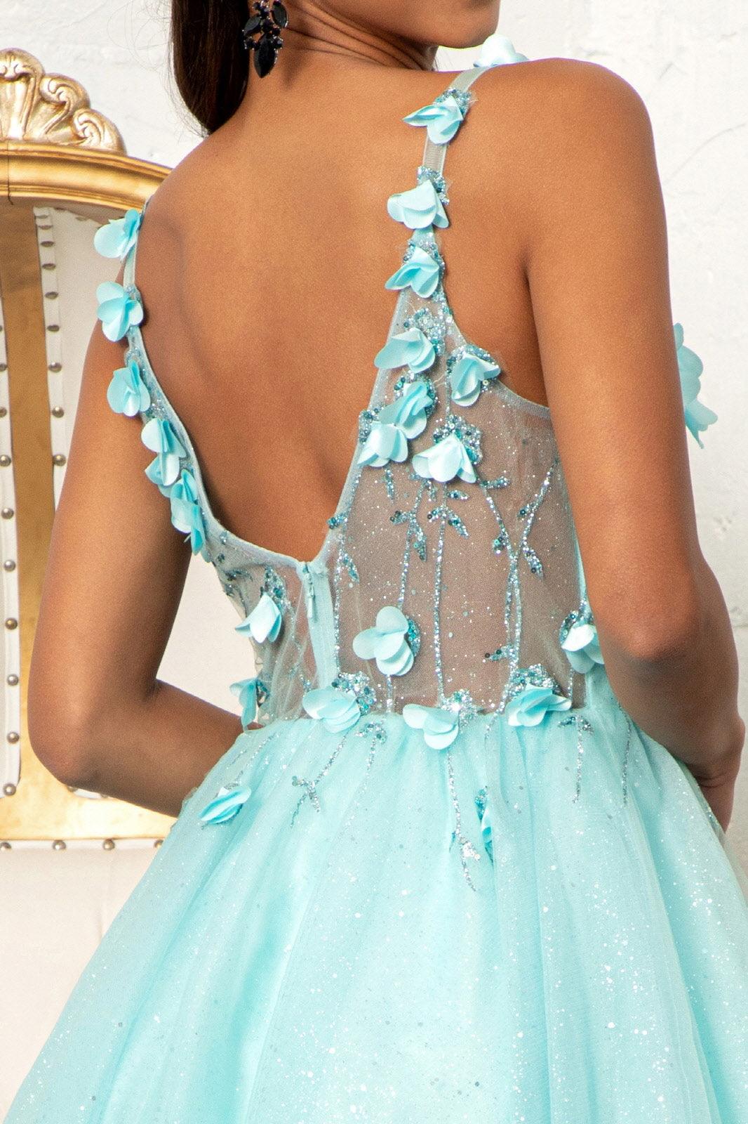 Short Cocktail Glitter Mesh Floral Homecoming Dress - Image 14