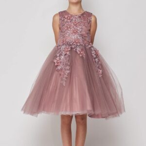 Short Embellished Gown Flower Girls Dress
