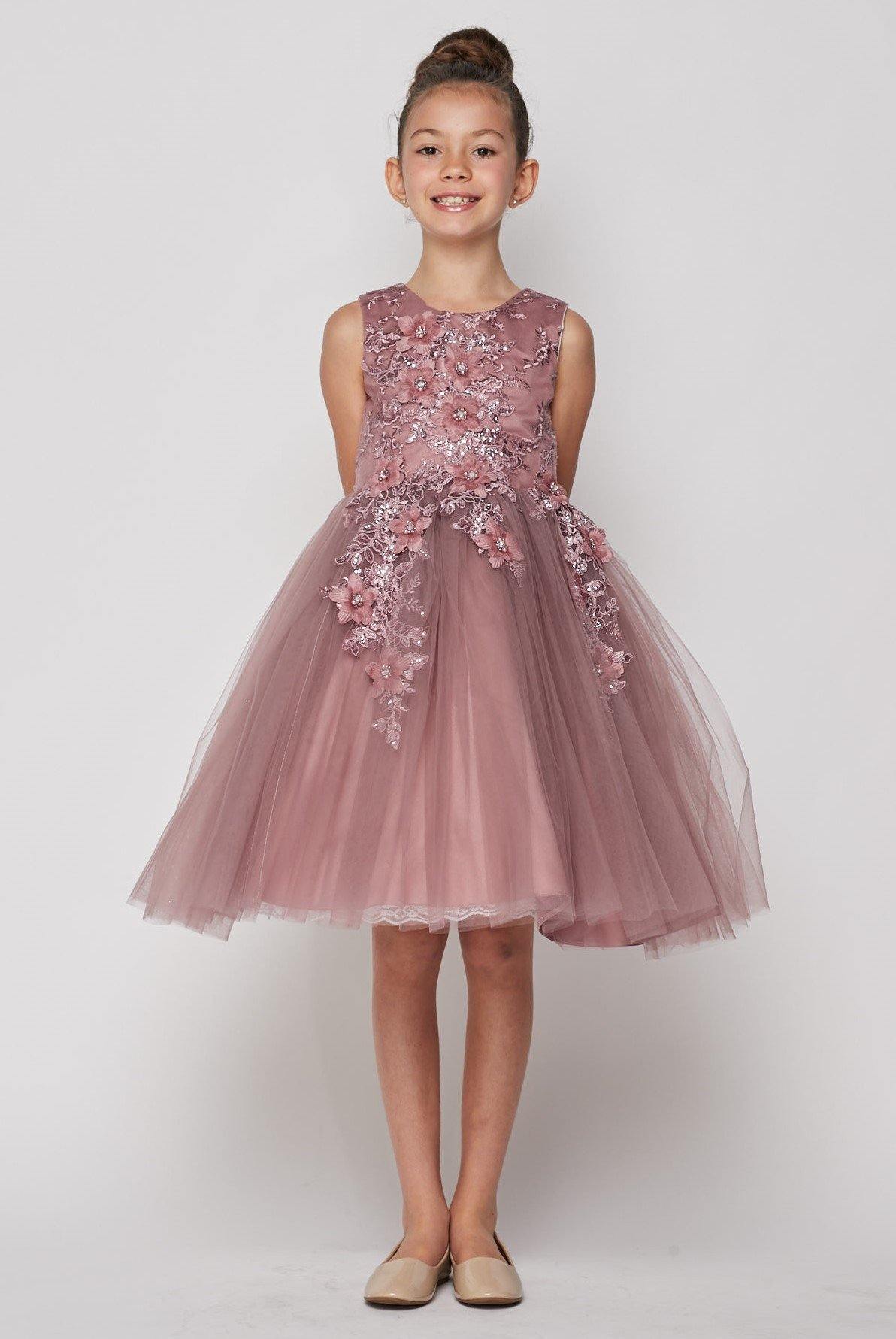 Short Embellished Gown Flower Girls Dress