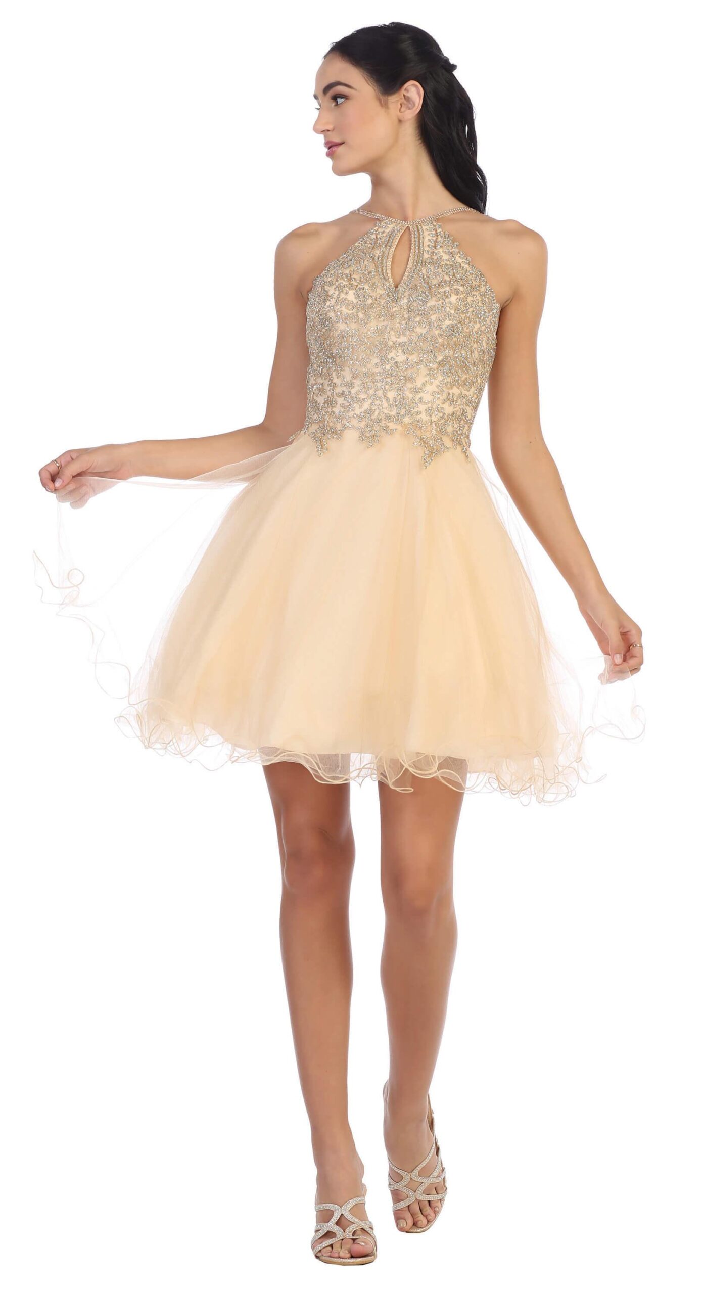 Short Homecoming Halter Prom Dress - Image 3