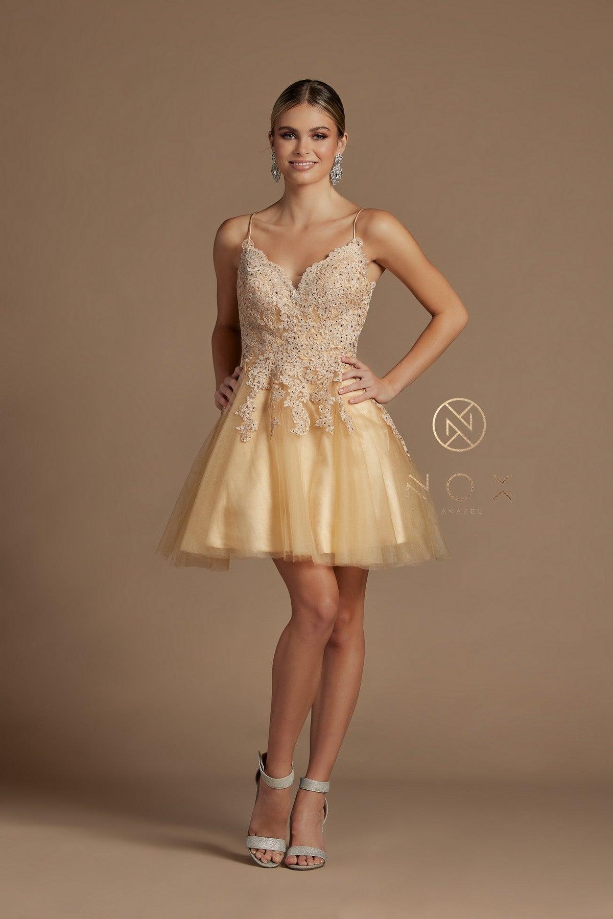 Short Homecoming Spaghetti Strap Cocktail Dress - Image 3