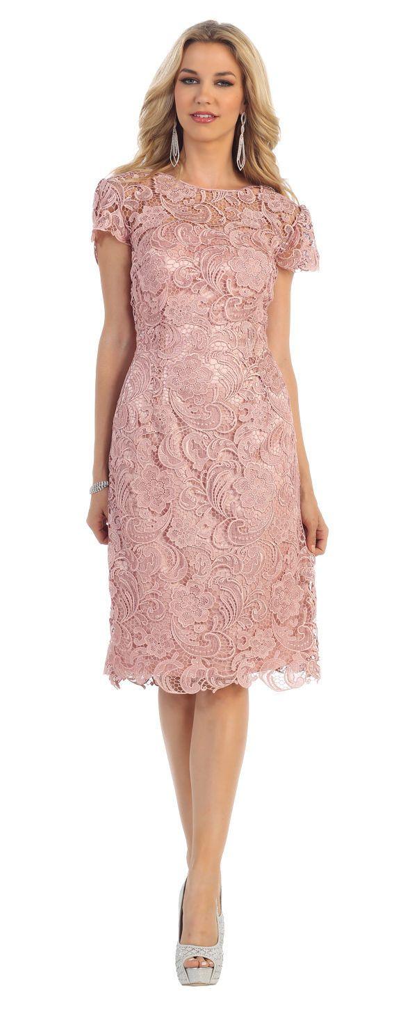Short Lace Mother of Bride Dress - Image 12