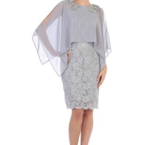 Short Mother of the Bride Cape Dress