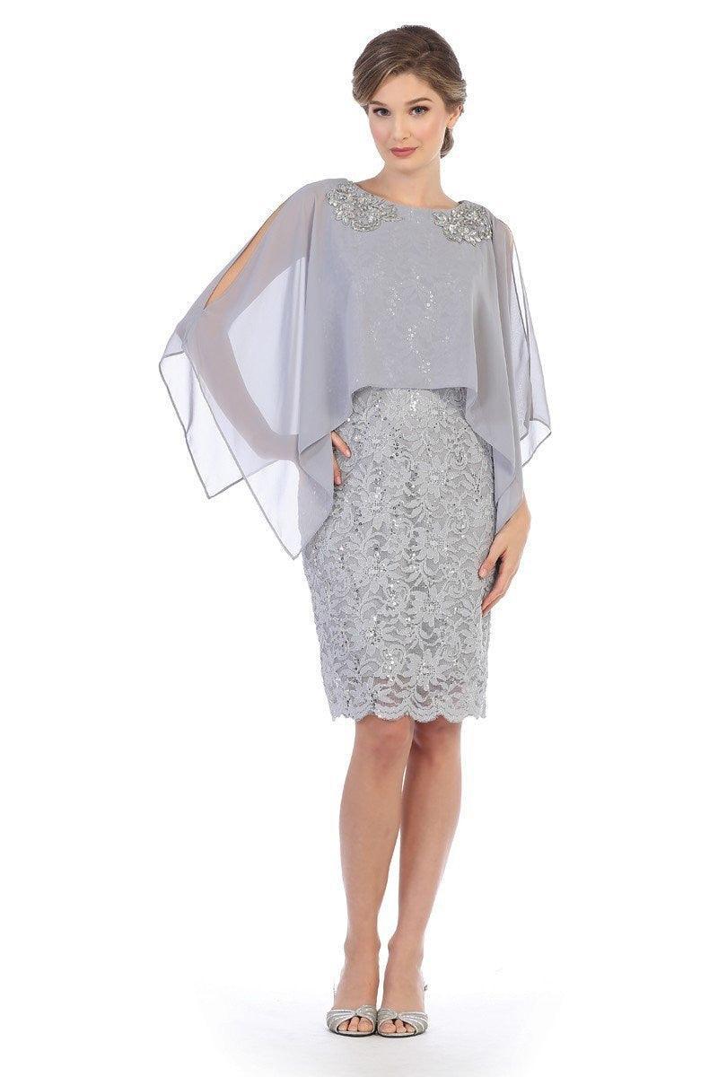 Short Mother of the Bride Cape Dress - Image 10