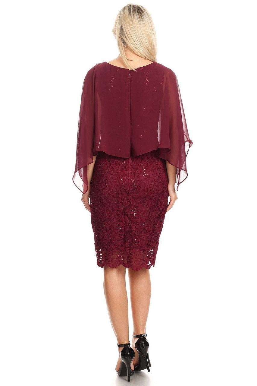 Short Mother of the Bride Cape Dress - Image 2