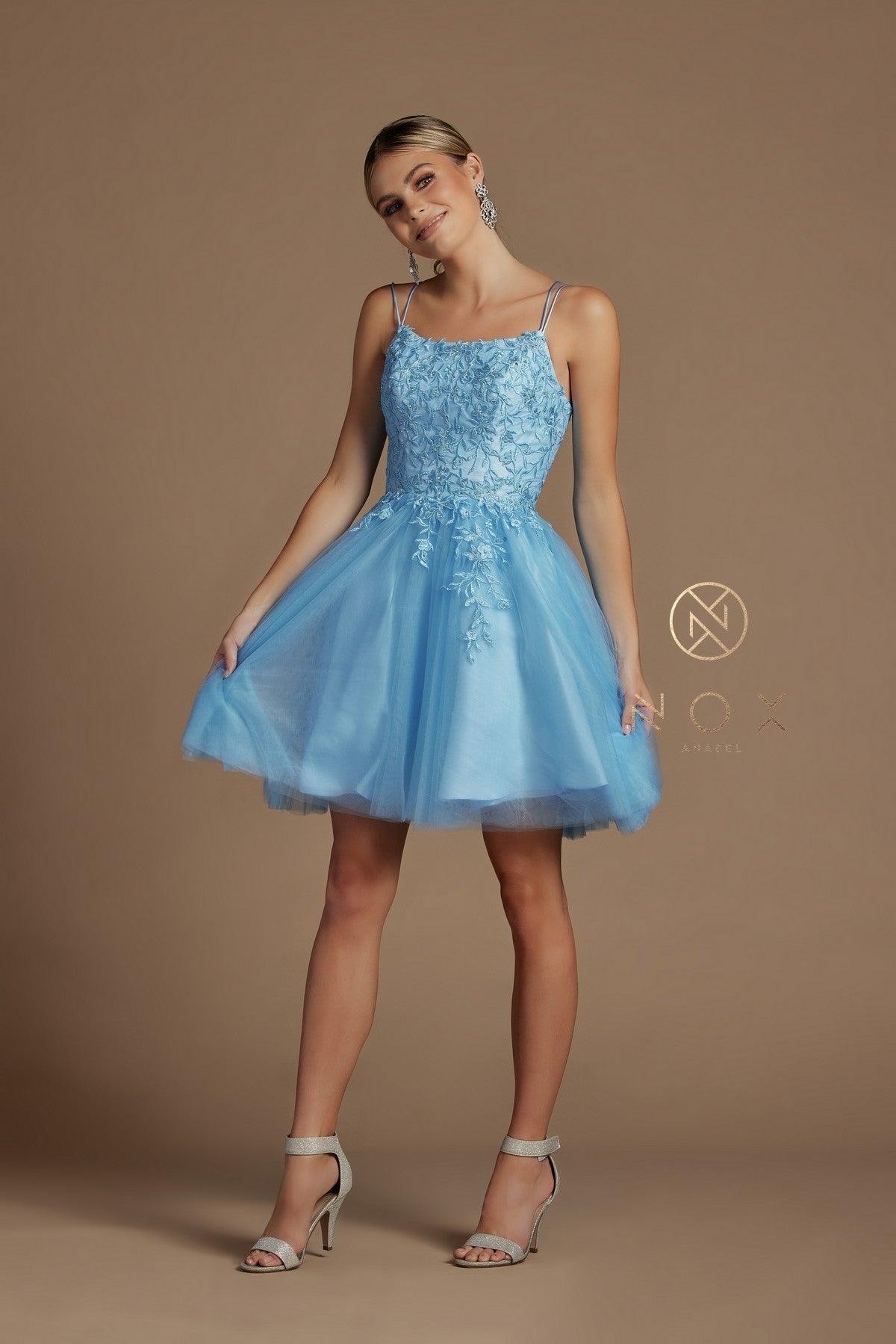 Short Spaghetti Strap Homecoming Dress - Image 3