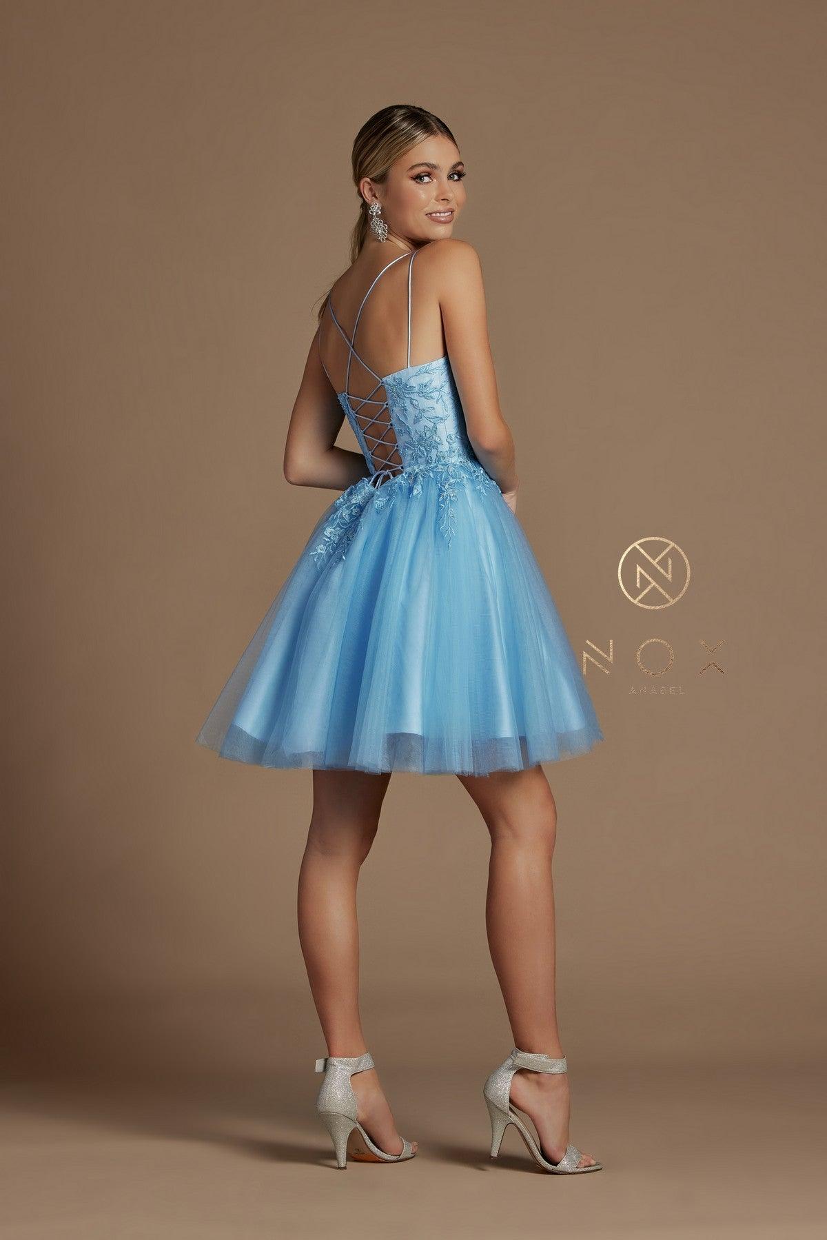 Short Spaghetti Strap Homecoming Dress - Image 4