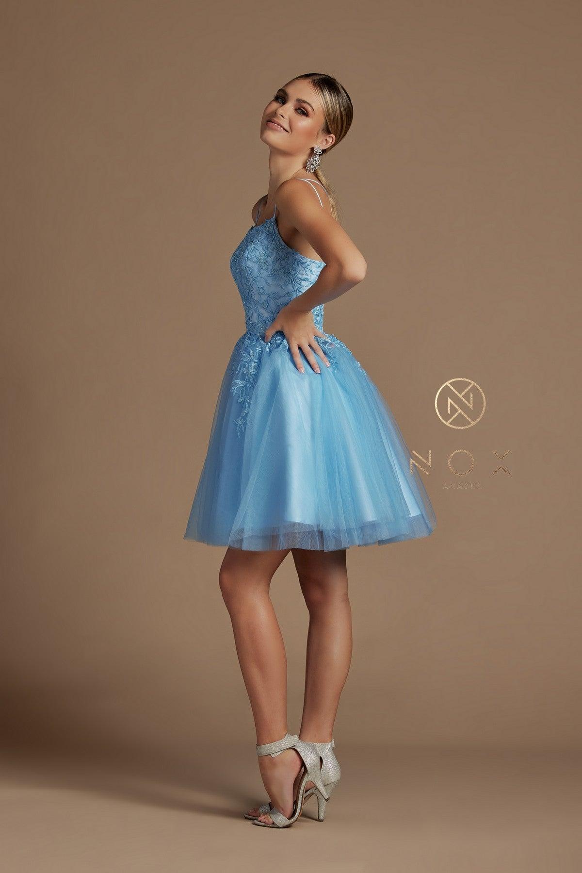 Short Spaghetti Strap Homecoming Dress - Image 5