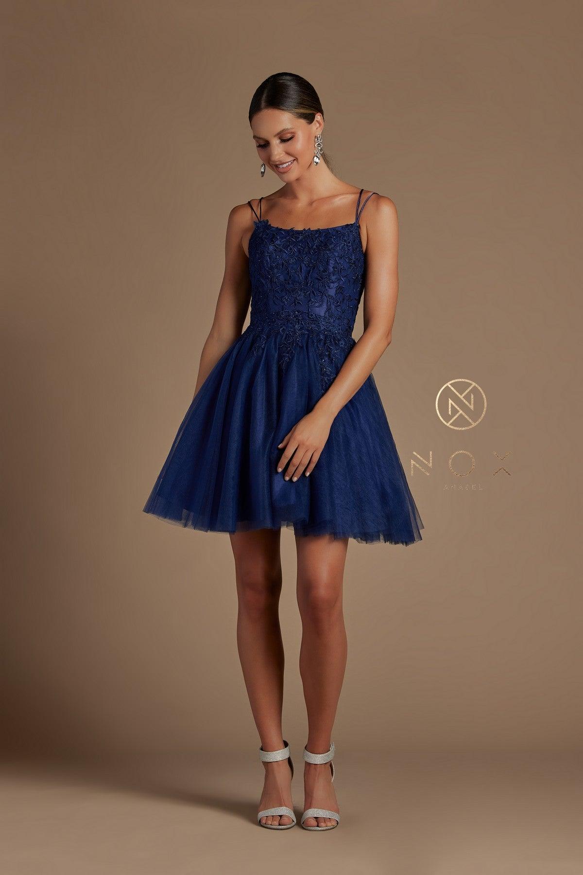 Short Spaghetti Strap Homecoming Dress - Image 6