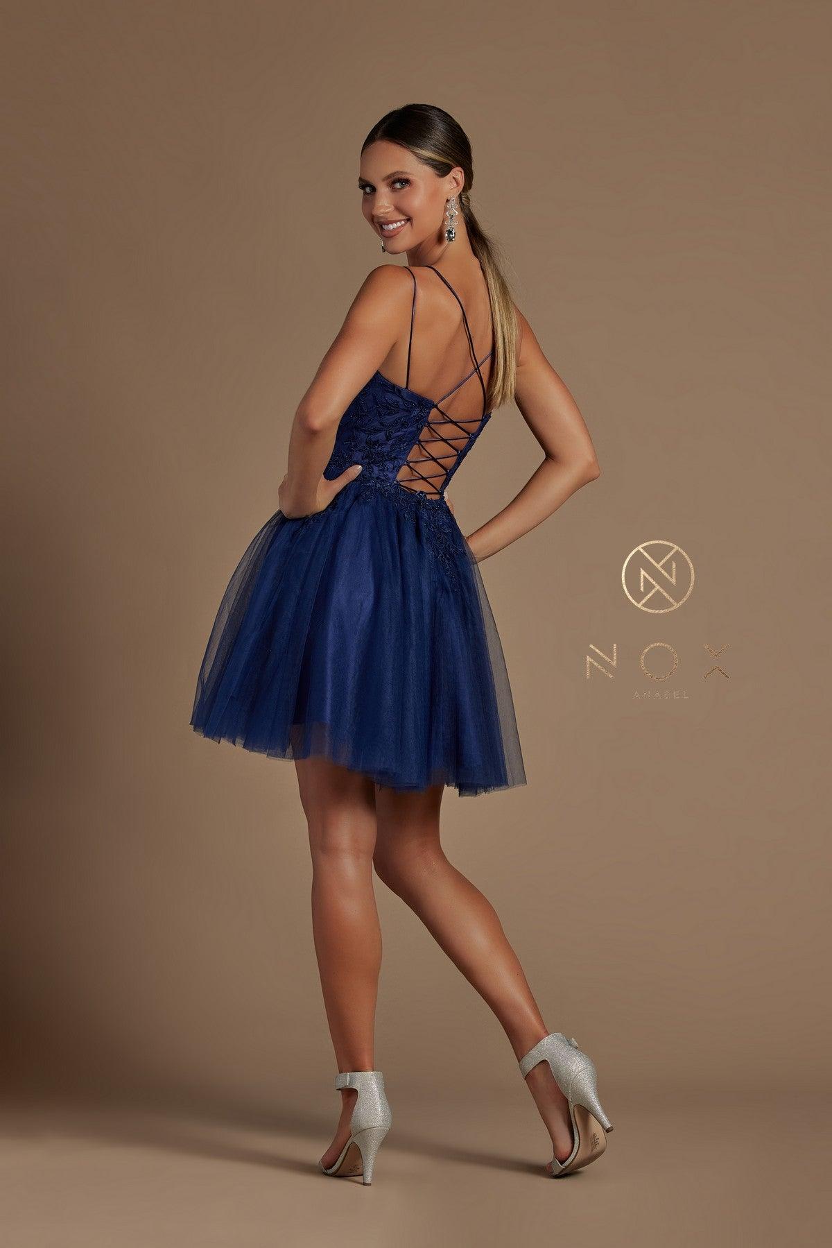 Short Spaghetti Strap Homecoming Dress - Image 7