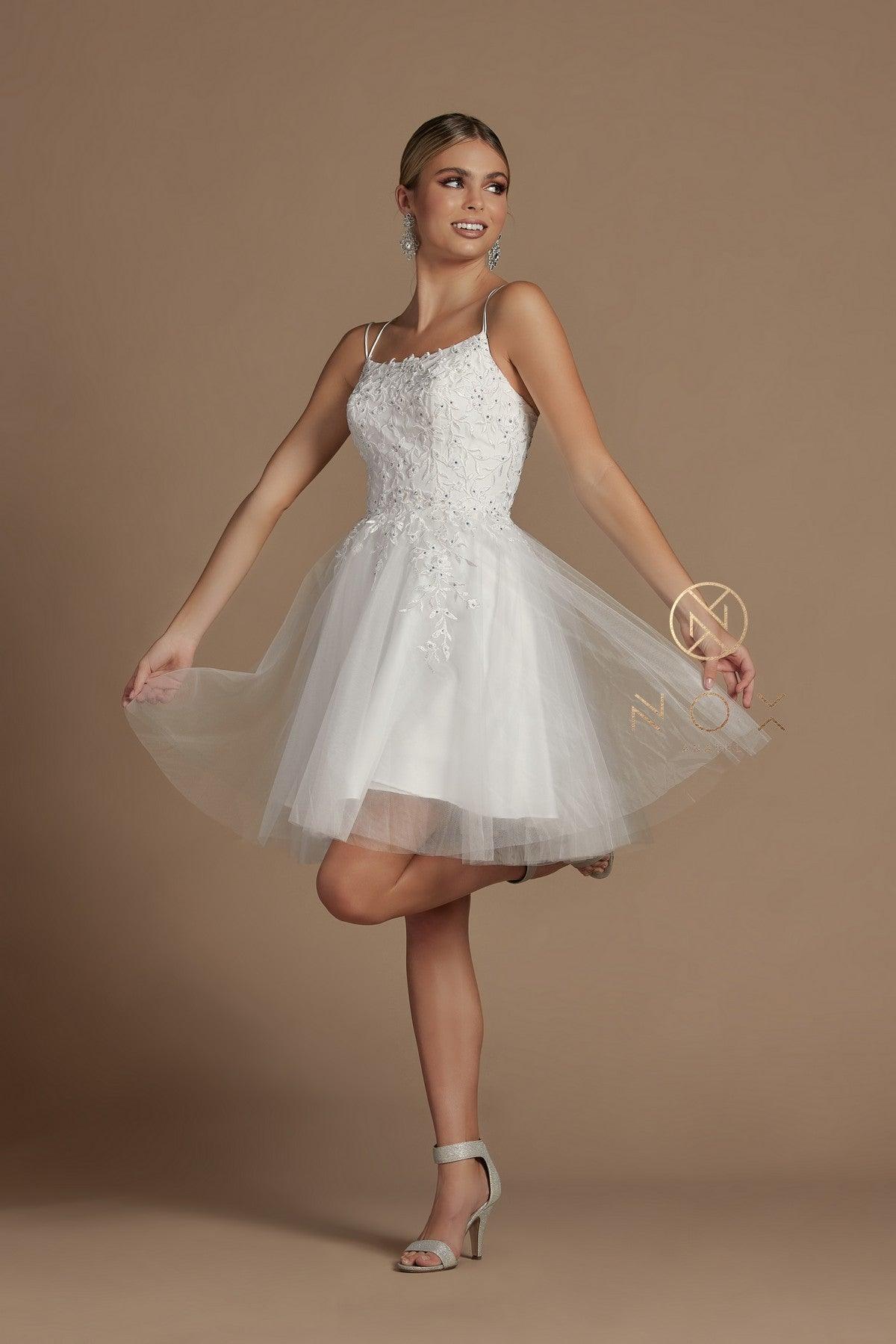 Short Spaghetti Strap Homecoming Dress - Image 8
