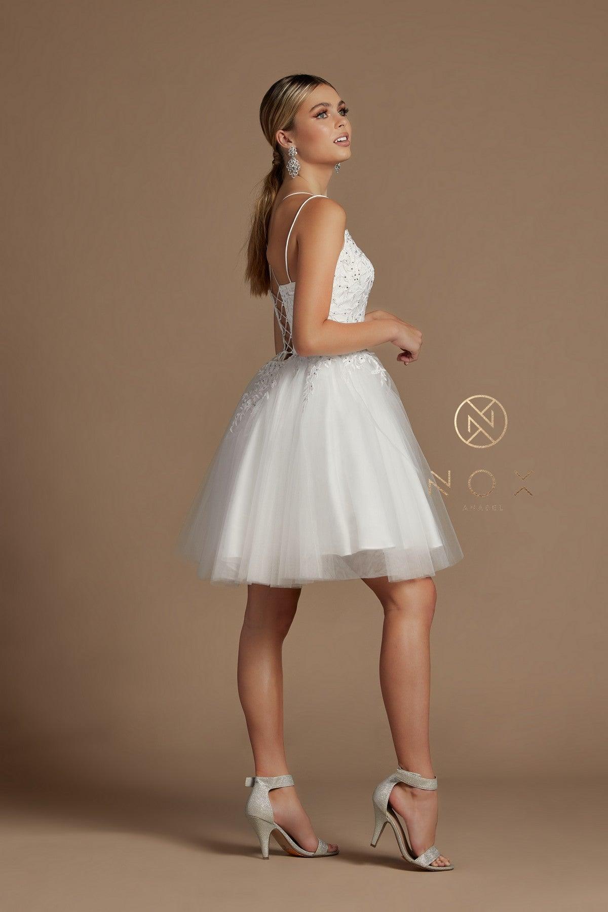 Short Spaghetti Strap Homecoming Dress - Image 9