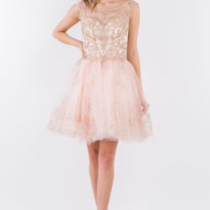 Sleeveless Glitter Short A Line Dress