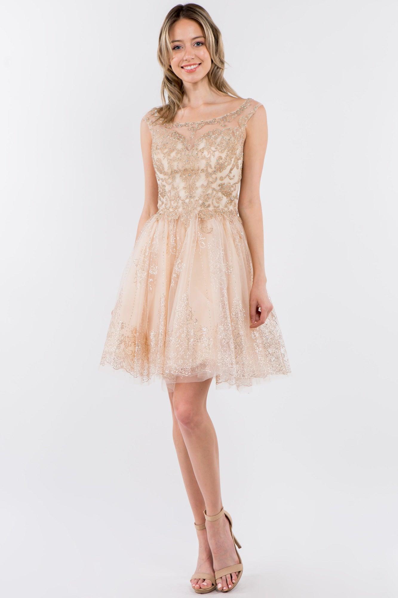Sleeveless Glitter Short A Line Dress - Image 10